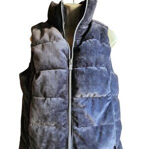 Vintage ZeroXposure Womens Quilted Velour Puffer Vest Size M Gray Zip Pockets